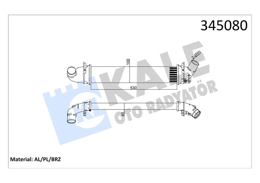Turbo Radyatörü İntercooler Dacia Logan 04 > Sandero 08 > 1.5 dCi 654X113X108 Mek. Al/pl/brz