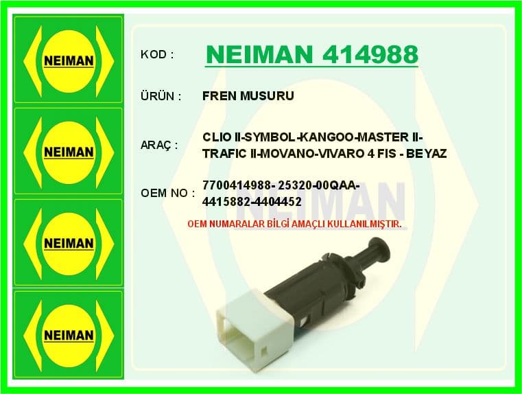 Fren Musuru Clio II-Symbol-Kangoo-Master II-Trafic II-Movano-Vivaro 4 Fis - Beyaz