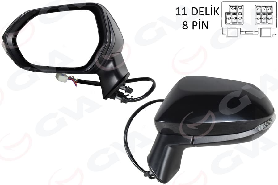 Diş Dikiz Aynasi Sol Toyota Corolla 19- Elektrikli İsitmali Katlanabilir Lambali Siyah Kapaklı Konv Eks