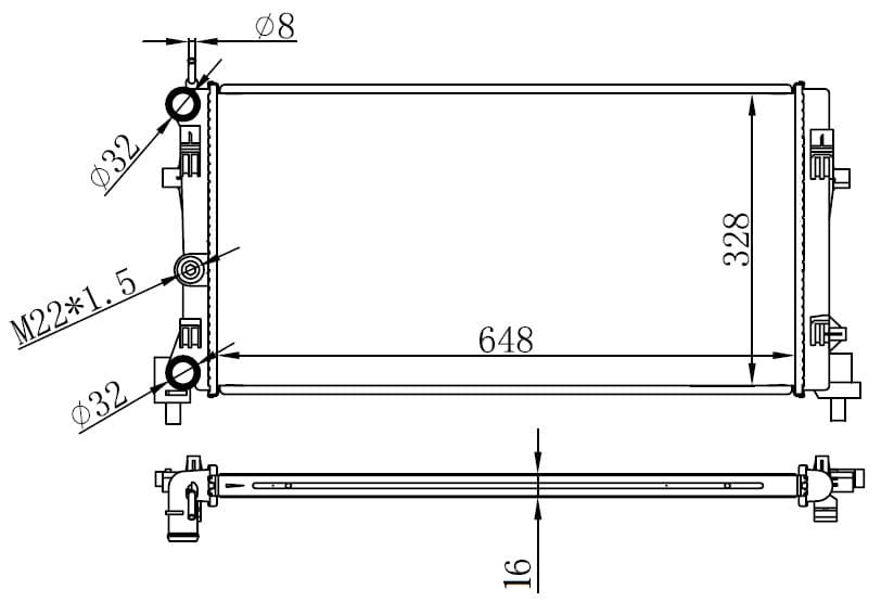 Radyatör Brazing A1-İbiza V-Polo 1.2-1.4-1.6 09 > Ac Klimasiz Mek 648x326x16