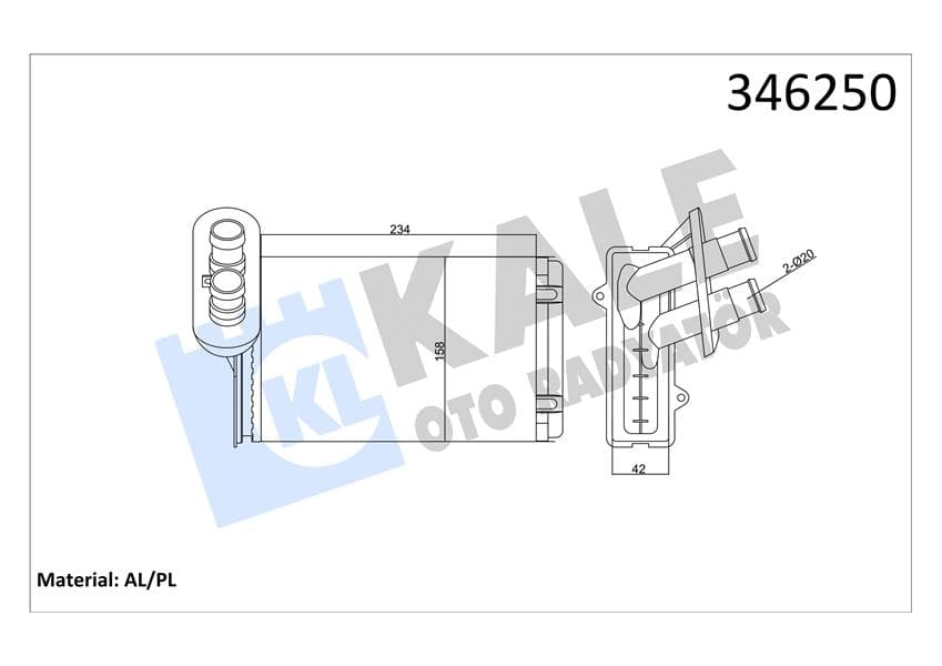 Kalorifer Radyatörü A3-Caddy-Golf-Jetta-Polo-İbiza-Cordoba-Octavia-1.4-1.6-1.8-1.9TDI-2.0 234x156