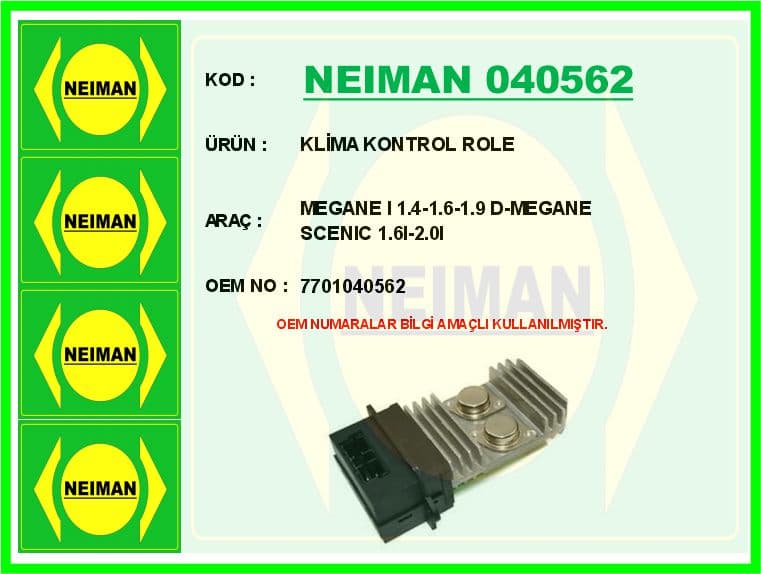 Klima Kontrol Role Megane I 1.4-1.6-1.9 D-Megane Scenic 1.6I-2.0I