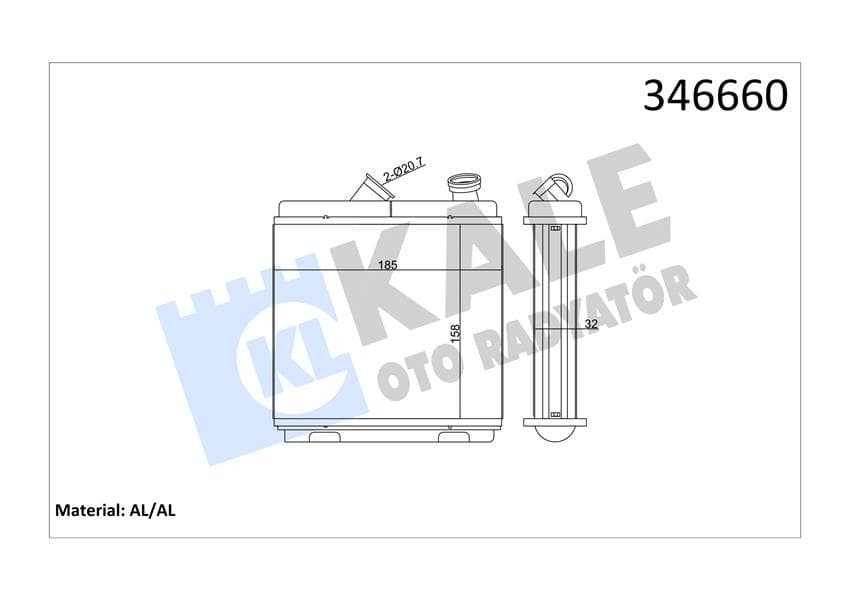Kalorifer Radyatörü Brazing Astra F-Calibra A-Vectra A Şaşi 174x174x42