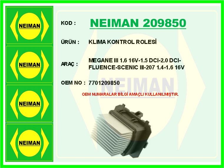 Klima Kontrol Rolesi Megane III 1.6 16V-1.5 dCi-2.0 dCi-Fluence-Scenic III-207 1.4-1.6 16V