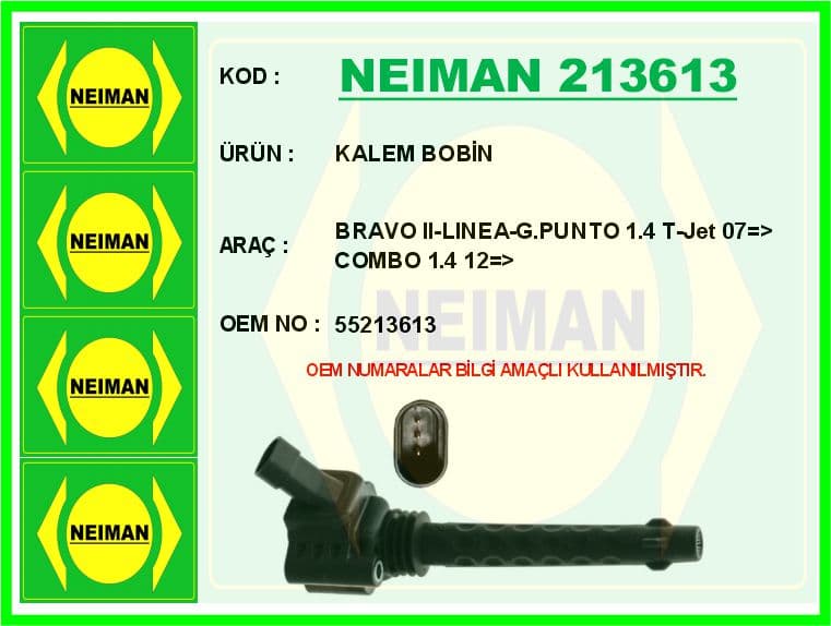 Ateşleme Bobini- Kalem Bobin Fiat Bravo II 07>14 Doblo 10> Linea 09> G.punto 09> Egea 16> 1.4 1.4 T-Jet