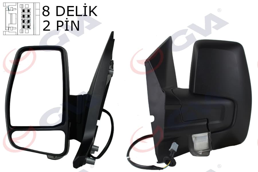 Diş Dikiz Aynasi Sol Transit Custom V362 12> Mekanik Desenli Sinyalli Konveks